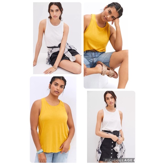 Anthropologie Twist Back Halter Tank Set Of TWO Yellow & White NWT SZ XL - Picture 3 of 14
